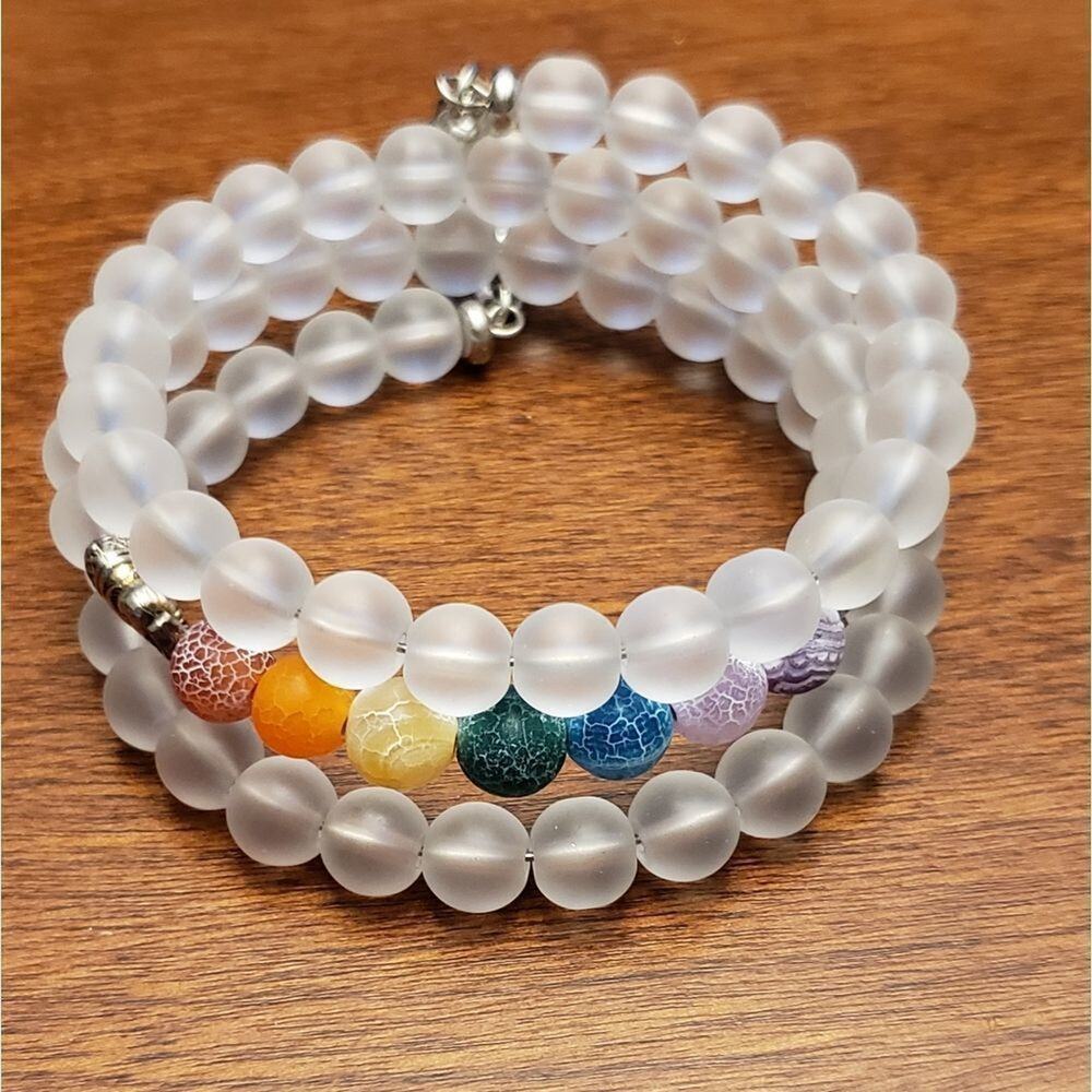 Bohemian beaded stretch bracelet assorted stones elephant charm‎
